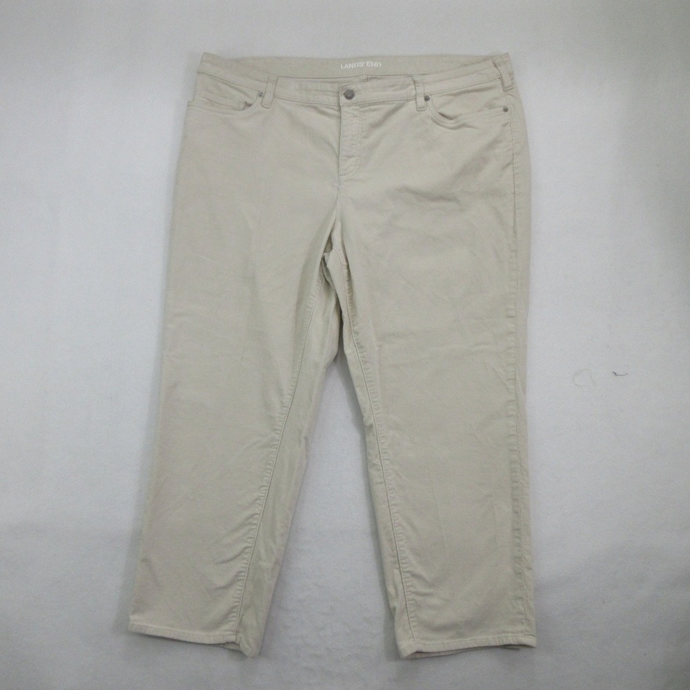 Lands' End Women's Pants Size 22W Mid Rise Straight Leg Corduroy Beige